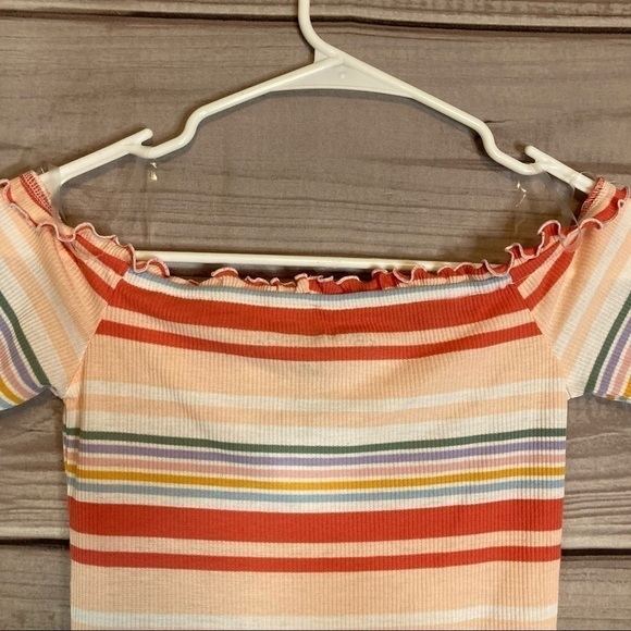 AERO seriously soft striped off the shoulder top. - Picture 6 of 9